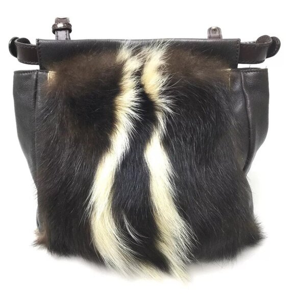 ENDI Peek-A-Boo Shoulder Bag with Fur Dark Brown - Picture 3 of 10